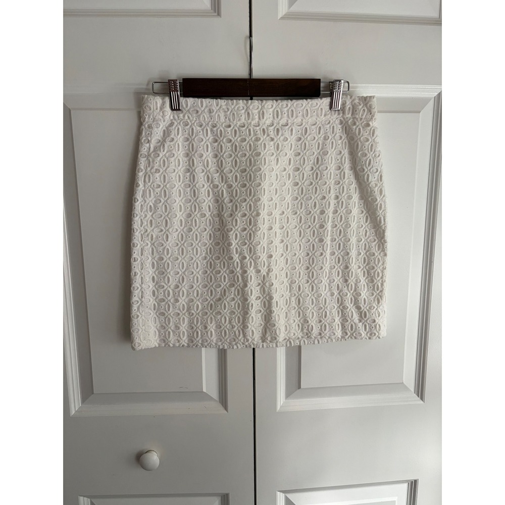 J.Crew White Eyelet Cotton Lined Mini Skirt Size 8 Style 45712 Summer Preppy